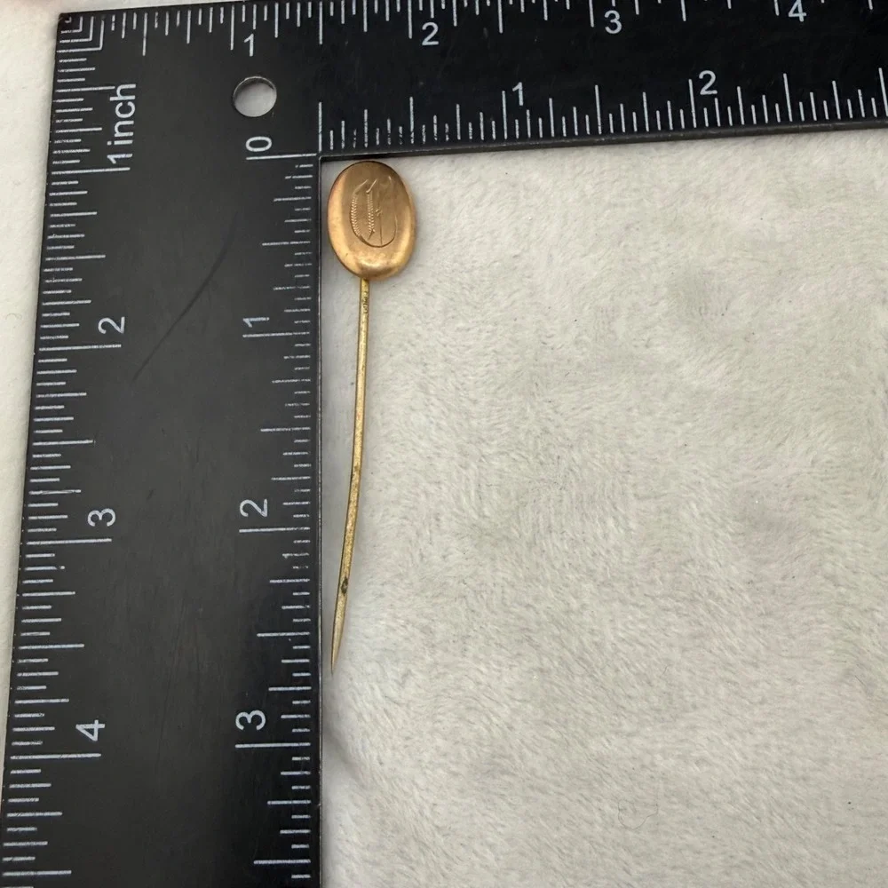 Vintage Gold Filled Stick Pin Brooch Monogram Letter C